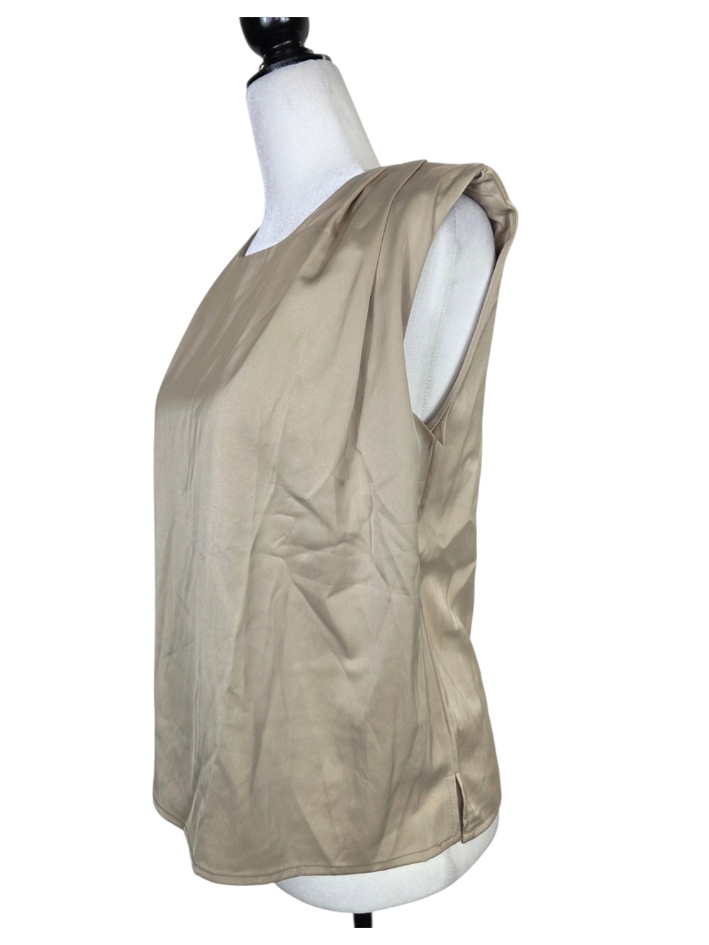 Commense Sleeveless Satin Shell Top in Taupe